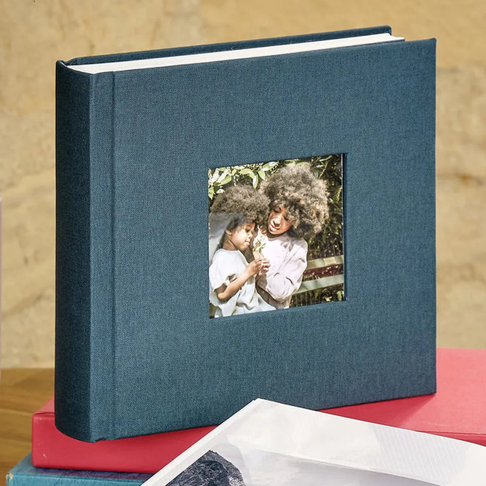 Kenro Aztec Prestige Self-Adhesive Blue Linen Photo Album - 50 Pages