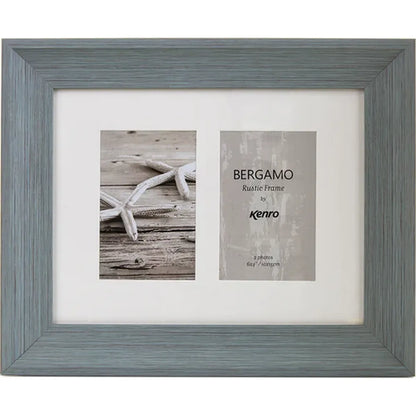 Kenro Bergamo Rustic Series 6x4 Twin Photo Frame - Grey