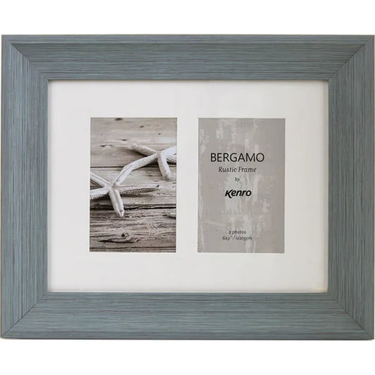 Kenro Bergamo Rustic Series 6x4 Twin Photo Frame - Grey