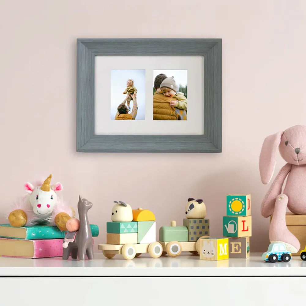 Kenro Bergamo Rustic Series 6x4 Twin Photo Frame - Grey