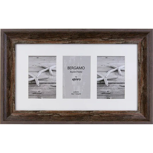Kenro Bergamo Rustic Series 7x5 Triple Photo Frame - Brown