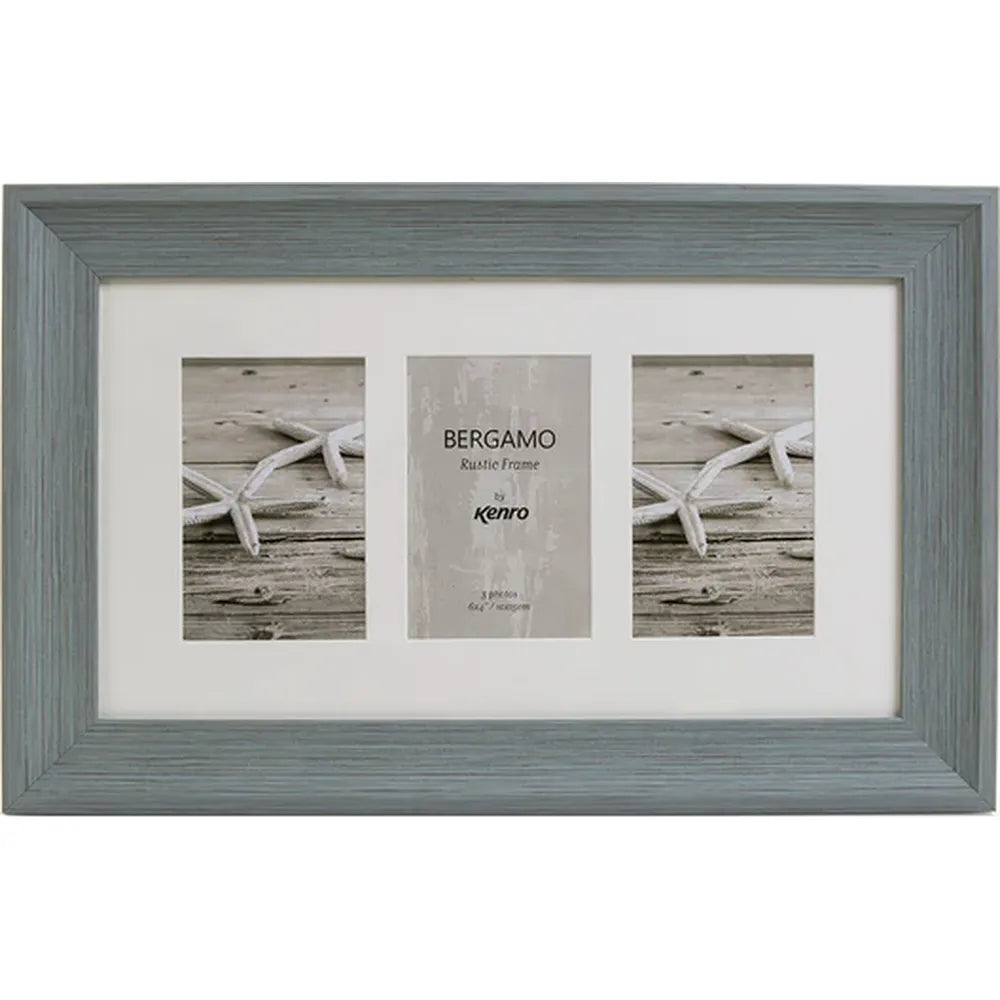 Kenro Bergamo Rustic Series 7x5 Triple Photo Frame - Grey
