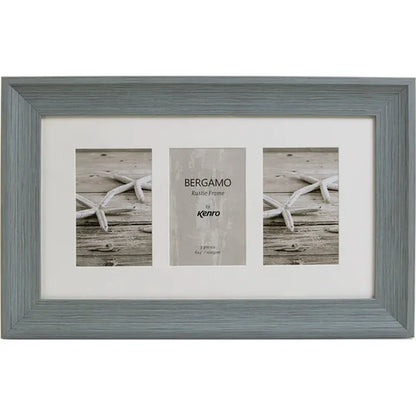 Kenro Bergamo Rustic Series 7x5 Triple Photo Frame - Grey
