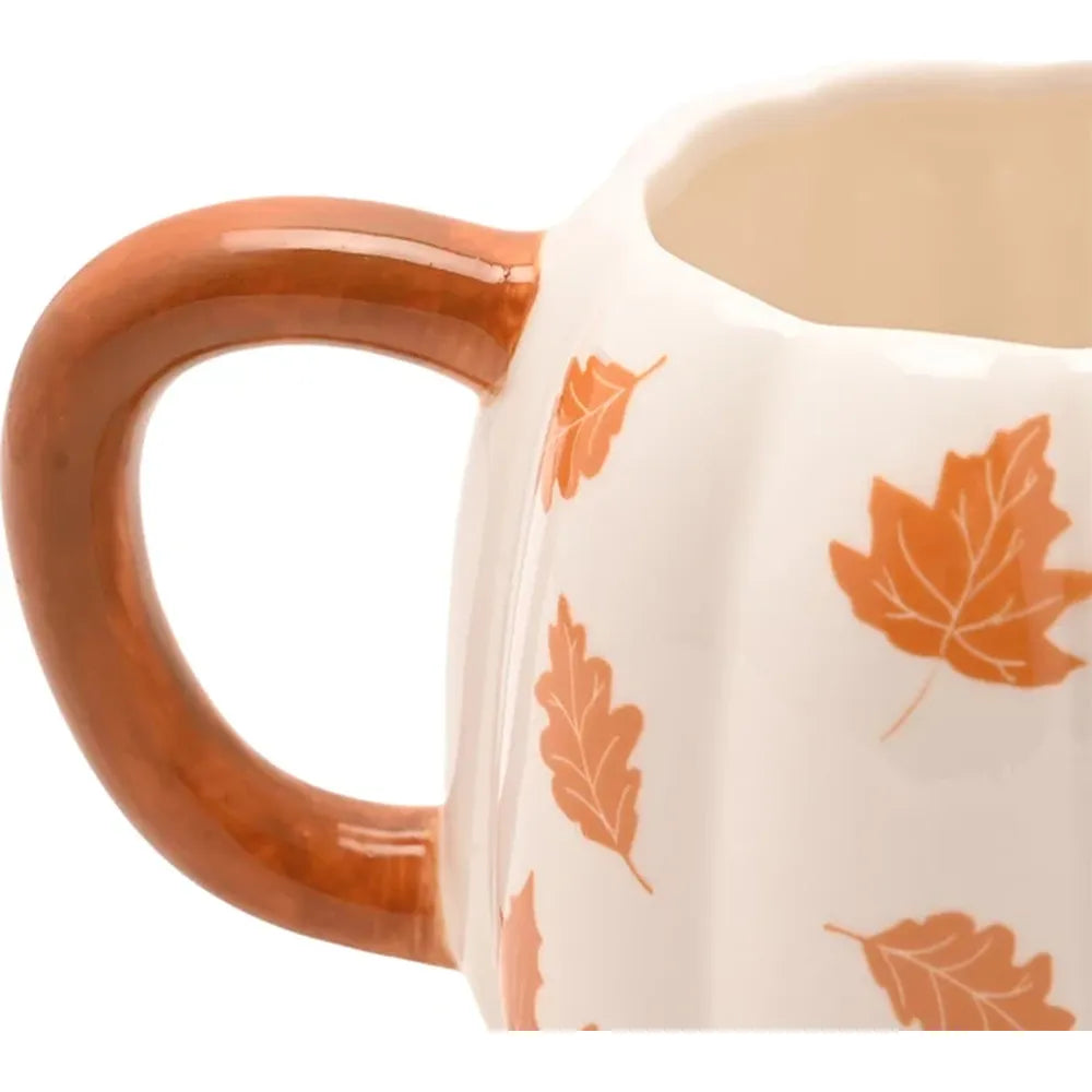 Country Living Pumpkin Mug – Orange Leaves Ceramic Autumn Mug, Cosy Seasonal Gift
