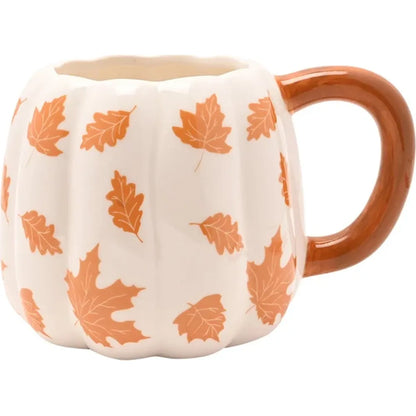 Country Living Pumpkin Mug – Orange Leaves Ceramic Autumn Mug, Cosy Seasonal Gift