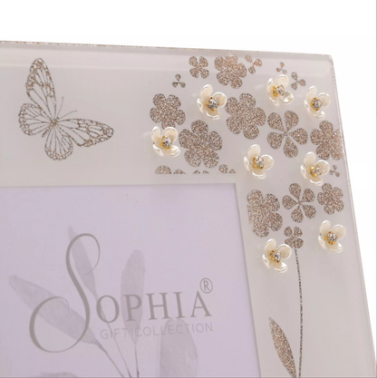 Decorative product with floral and butterfly designs on a white background, featuring the brand 'SOPHIA'.
