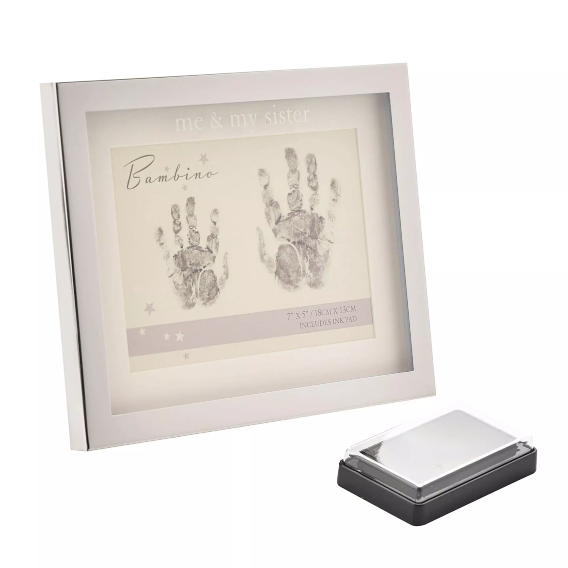 Framed handprint kit with a white background