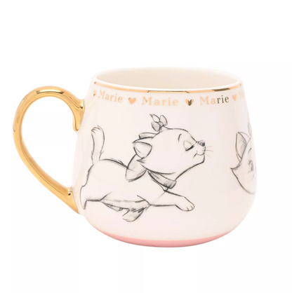 Mug with a cat design and 'Marie' text on a white background