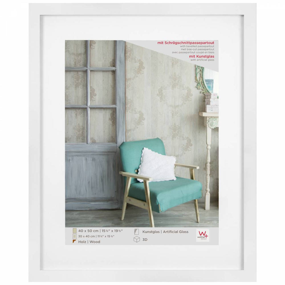 Walther Stockholm White Wooden Frame 20x16 Inch (Insert 16x12 Inch) Image 1
