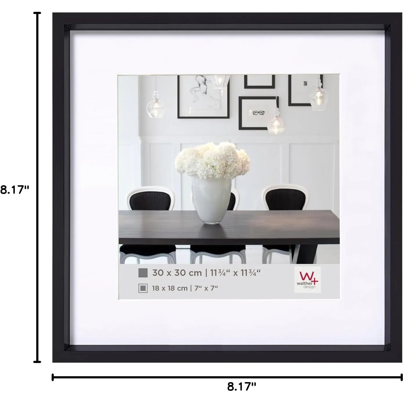 Walther Steel Style Photo Frame Black 8x8 Inch