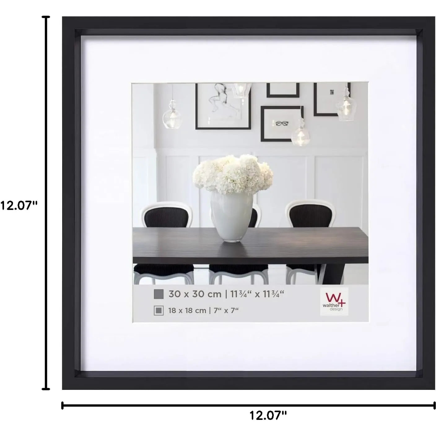 Walther Steel Style Photo Frame Black 12x12 Inch