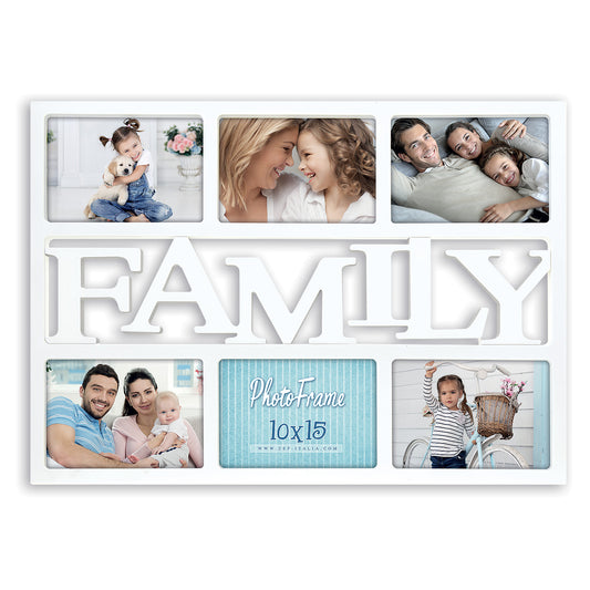 Family Frame White Holds 6 Photos 6x4
