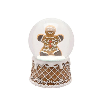 Gingerbread man snow globe on a white background