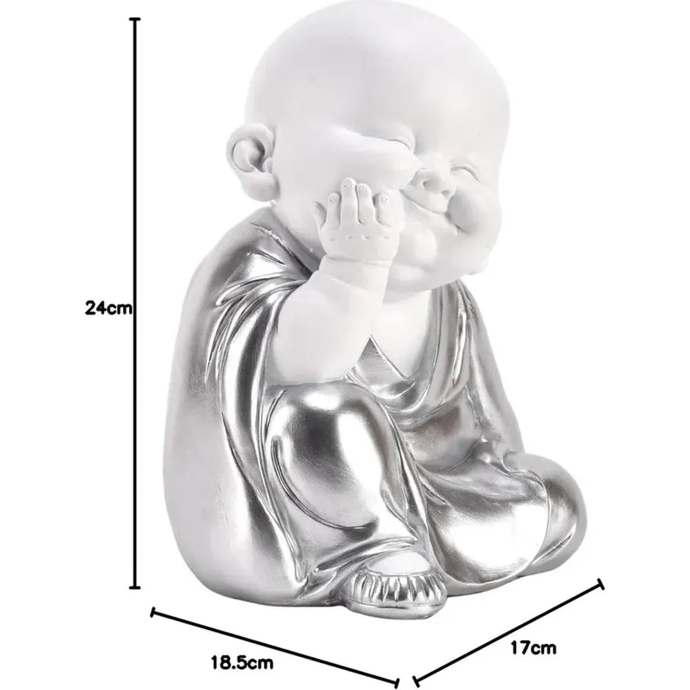 Hestia White & Silver Buddha - Hand on Chin