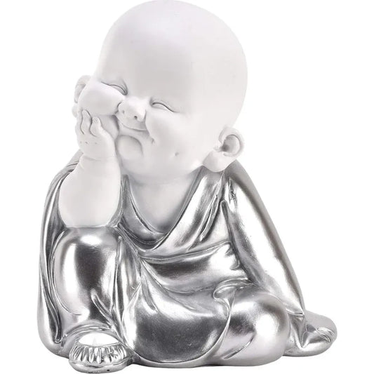 Hestia White & Silver Buddha - Hand on Chin