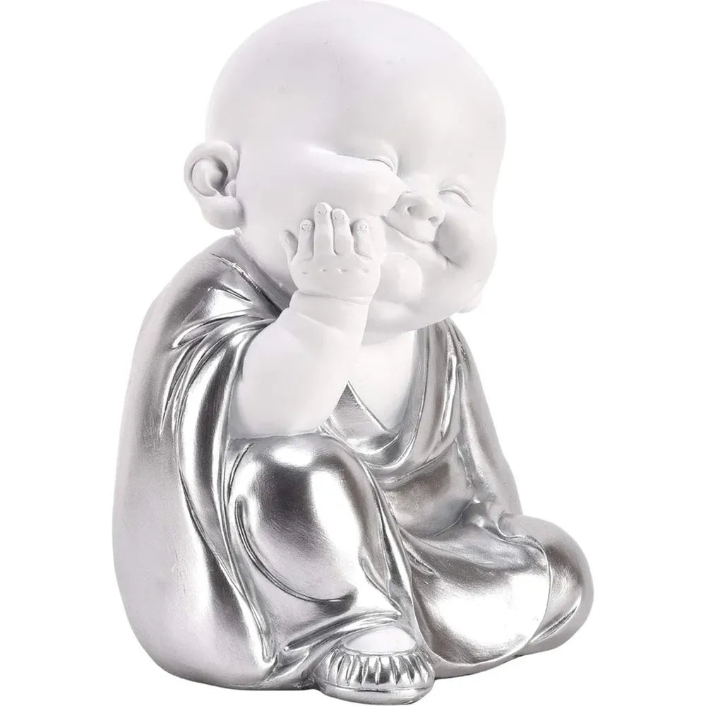 Hestia White & Silver Buddha - Hand on Chin
