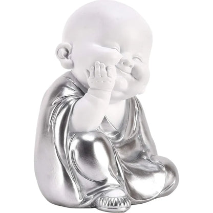Hestia White & Silver Buddha - Hand on Chin
