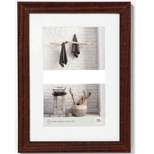 Walther Home Wooden Picture Frame - 12.5x9 inch (Insert for 2x 6x4 inch) Walnut