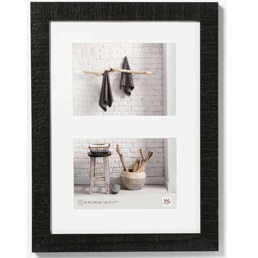 Walther Home Wooden Picture Frame - 14x10 inch (Insert for 2x 7x5 inch) Black