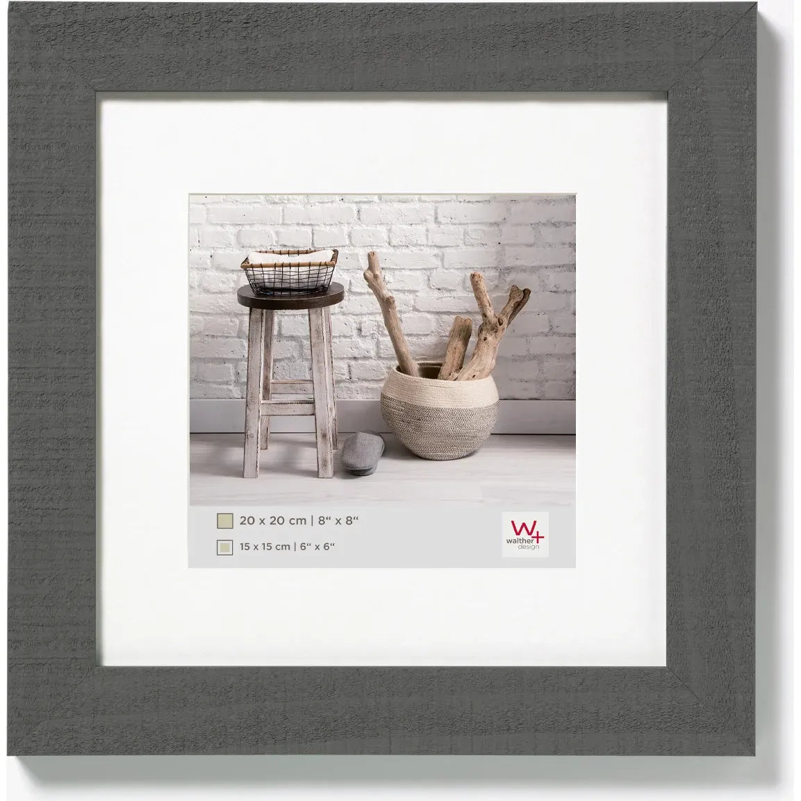Walther Home Grey Wooden Picture Frame – 8×8 inch (6x6 Mount Insert)
