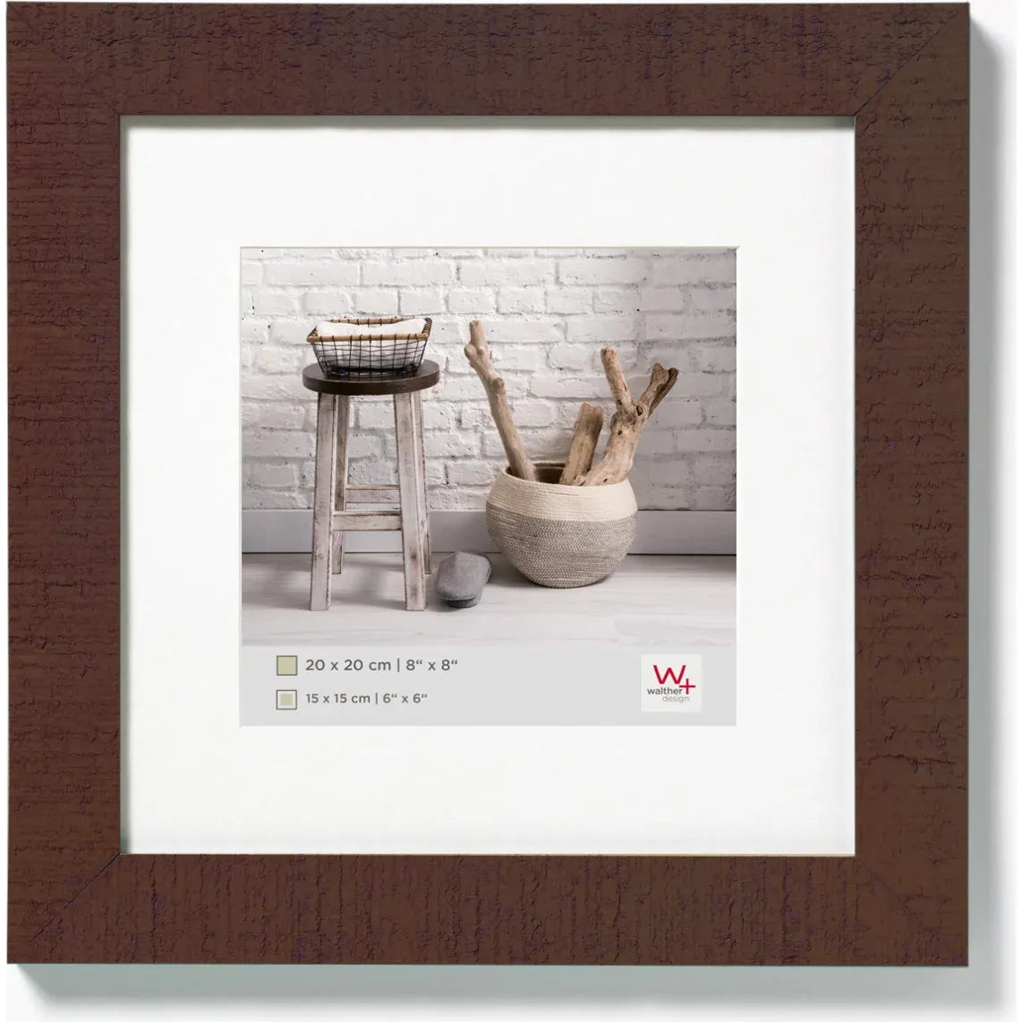 Walther Home Walnut Wooden Picture Frame – 8×8 inch (6x6 Mount Insert)