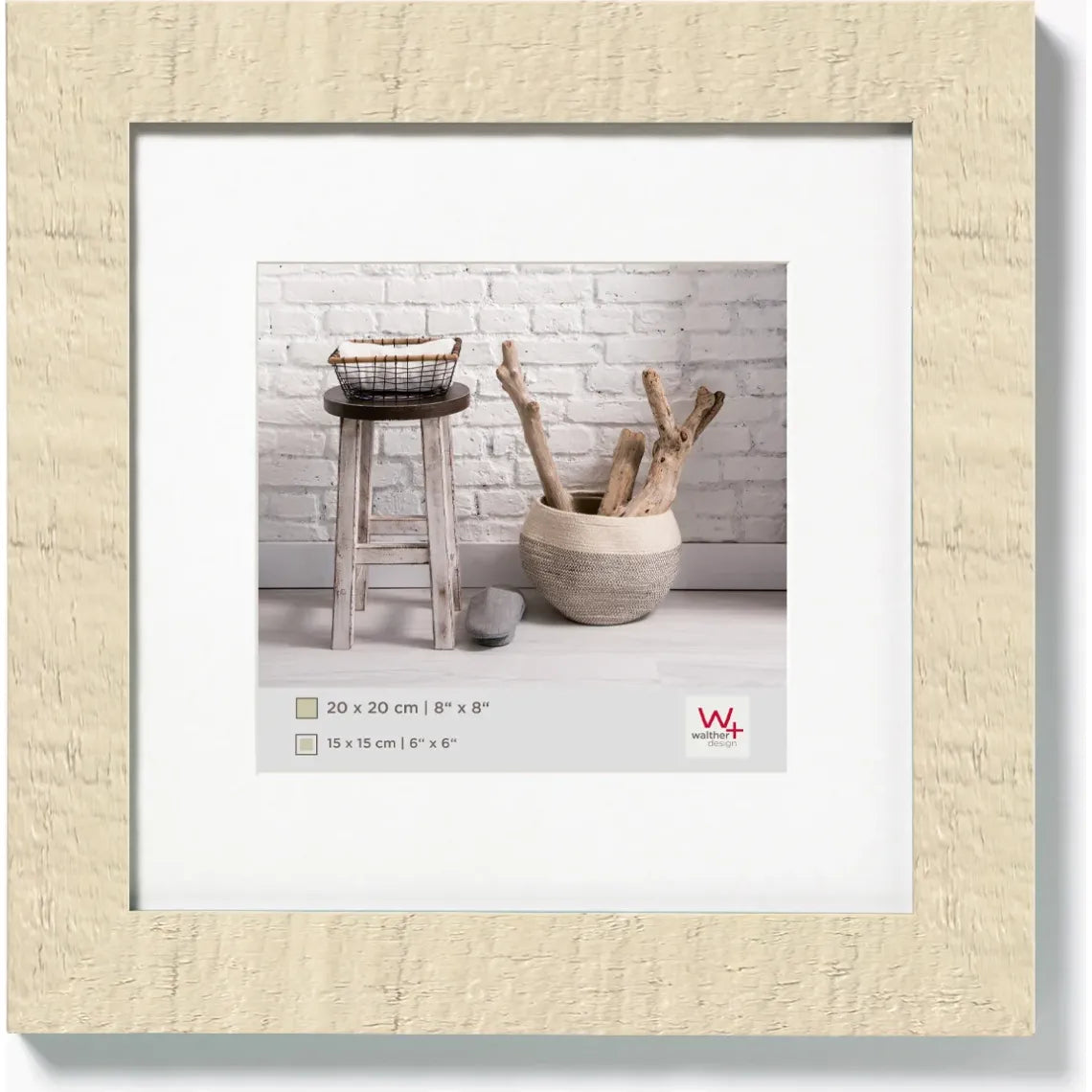 Walther Home Cream White Wooden Picture Frame – 8×8 inch (6x6 Mount Insert)