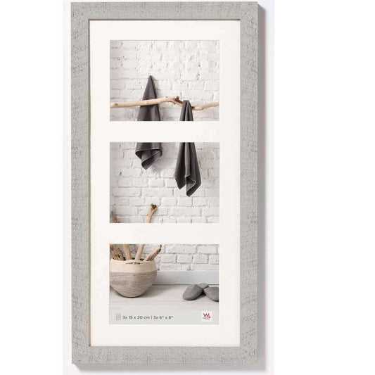 Walther Home Wooden Picture Frame - 23x11 inch - (Insert for 3x 8x6 inch) Light Grey