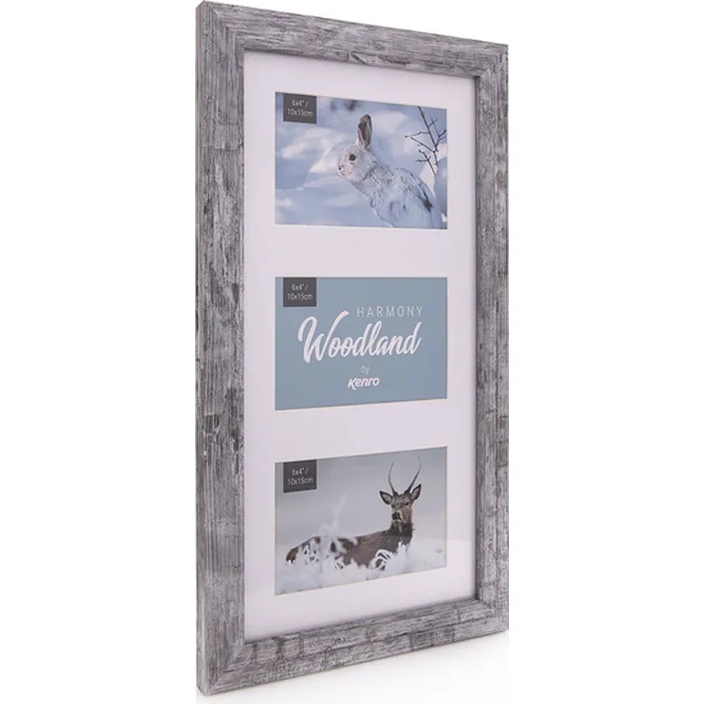 Kenro Harmony Woodland Series Triple 6x4" Photo Frame - Grey