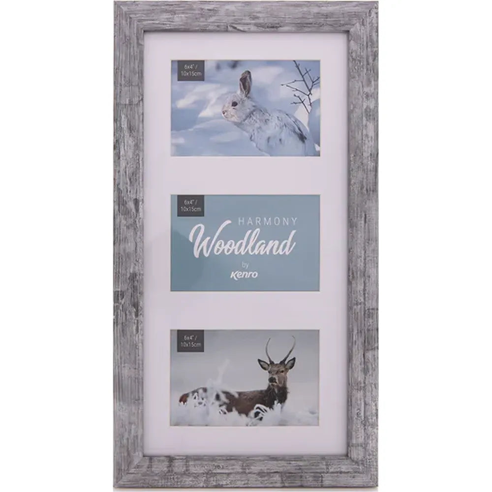 Kenro Harmony Woodland Series Triple 7x5" Photo Frame - Grey