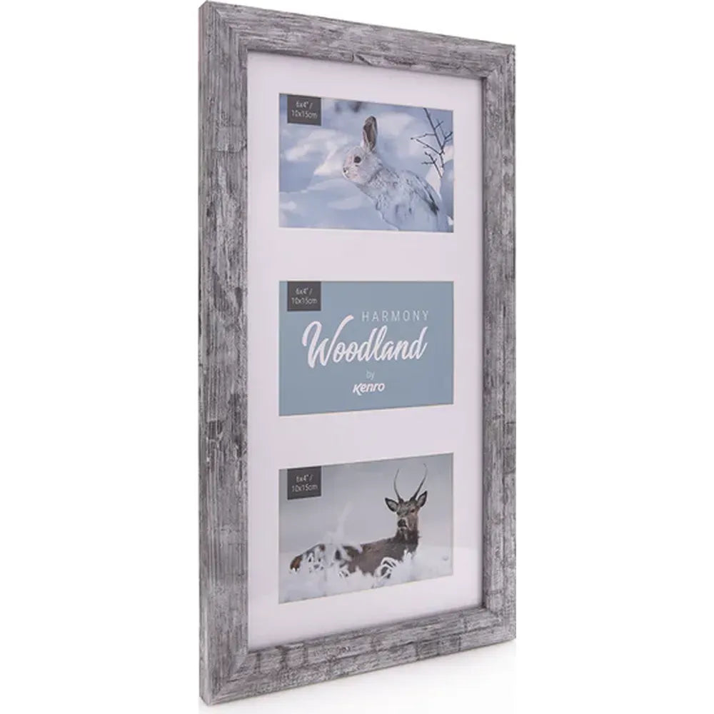 Kenro Harmony Woodland Series Triple 7x5" Photo Frame - Grey