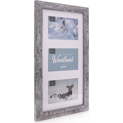 Kenro Harmony Woodland Series Triple 7x5" Photo Frame - Grey