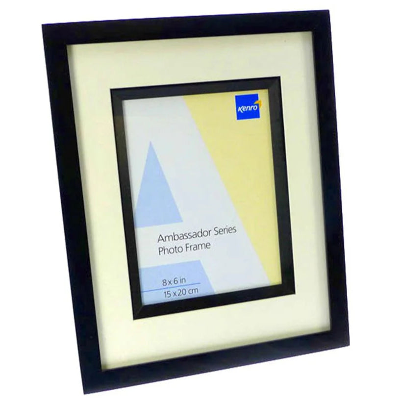 Ambassador Black Wood 8x6 Photo Frame with Inlay