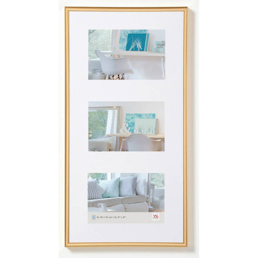 Walther New Lifestyle Multi Aperture Photo Frame Gold for 3 6x4 Photos