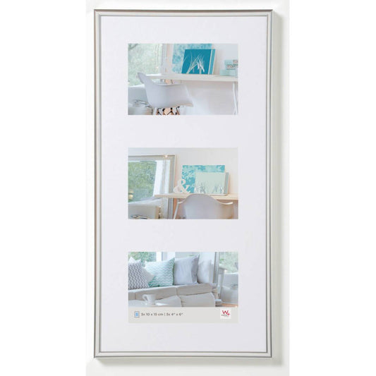 Walther New Lifestyle Multi Aperture Photo Frame Silver for 3 6x4 Photos
