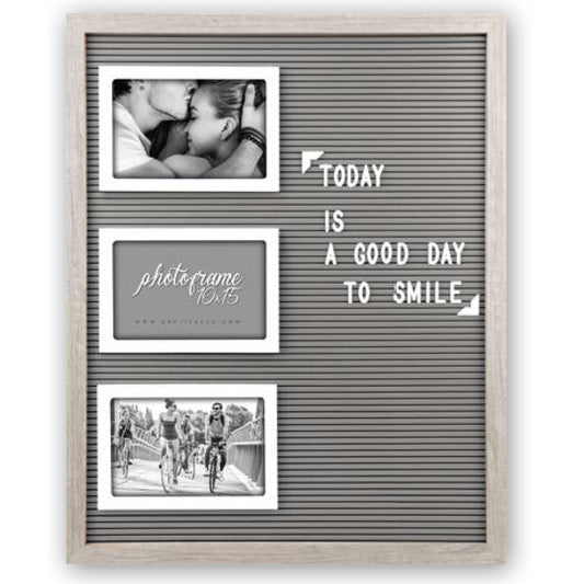 Sage Green Peg Letter Board with Removeable Letters and 3 6x4 Inch Photo Frames