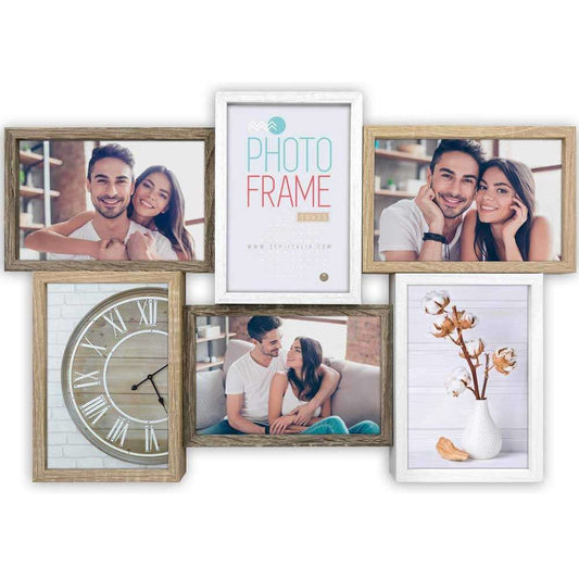 ZEP Wood Finish Multi Aperture Frame For Six 6x4 Inch Photos