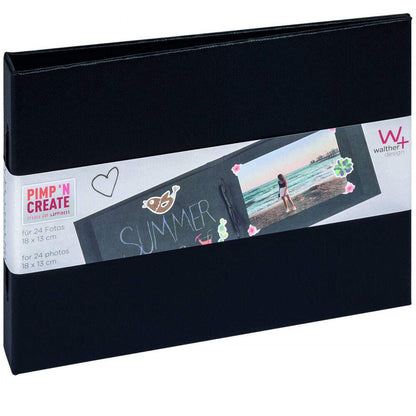 Walther Pimp and Create Scrapbook Horizontal Photo Album | 24 Photos | Black