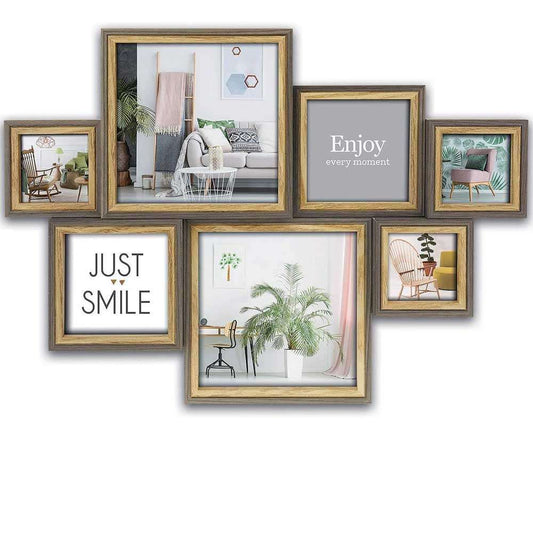 Wooden Multi Aperture Photo Frame for 7 Photos
