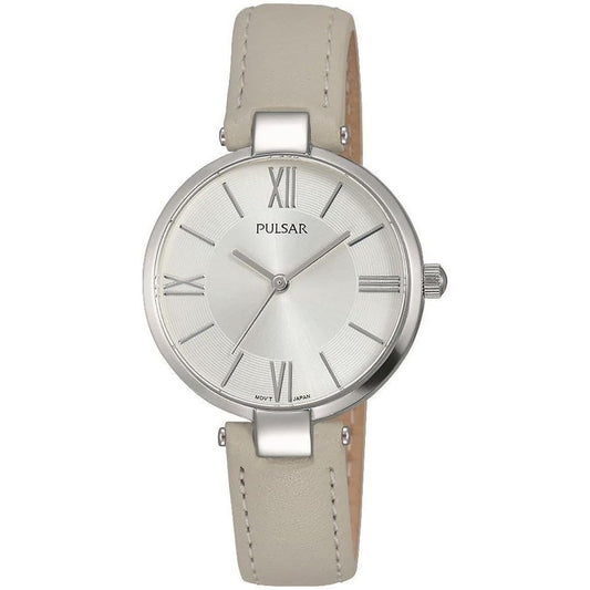 Pulsar Ladies Grey Leather Strap Watch