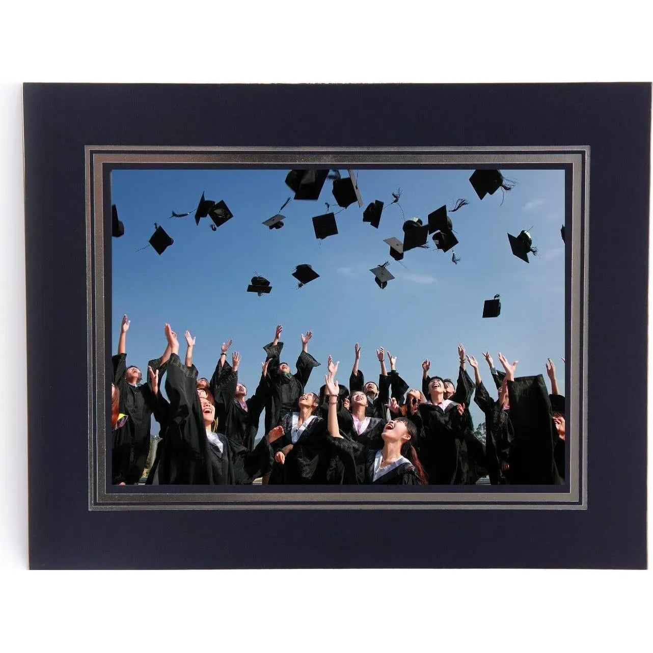 Kenro 7x5 Cardboard Strut Photo Mount – Blue with Silver Border (Pack of 10)