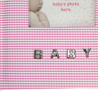 Baby Pink Gingham Slip-In Photo Album for 100 6x4 Inch Photos