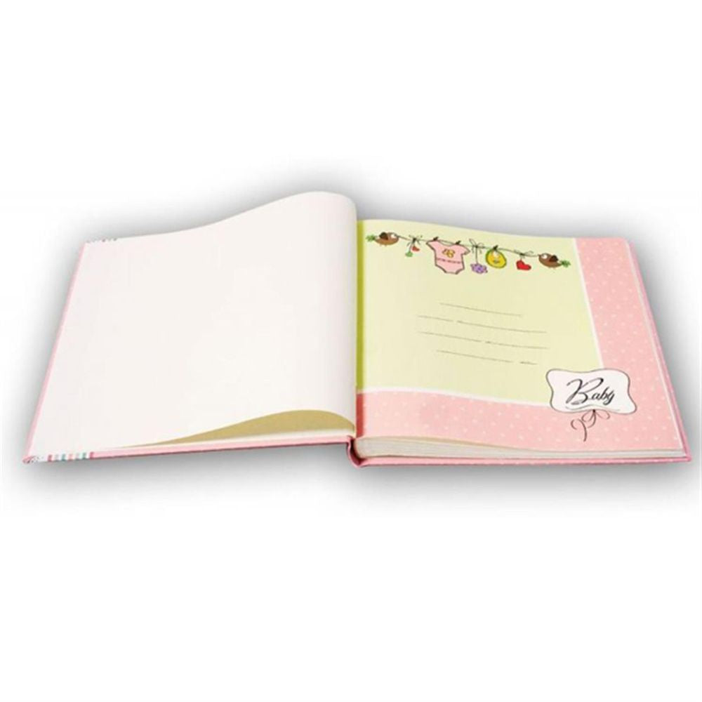 Pink Ribbon Baby Traditional Photo Album - 60 Sides