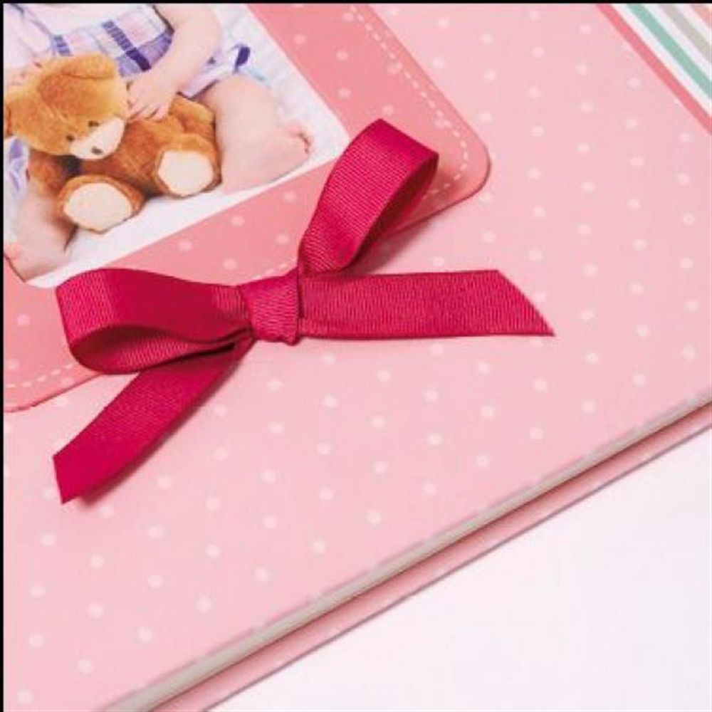 Pink Ribbon Baby Traditional Photo Album - 60 Sides