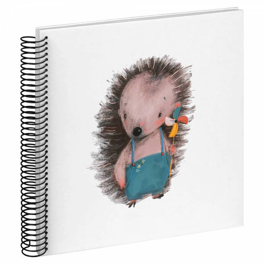 Notebook with a hedgehog illustration on a white background