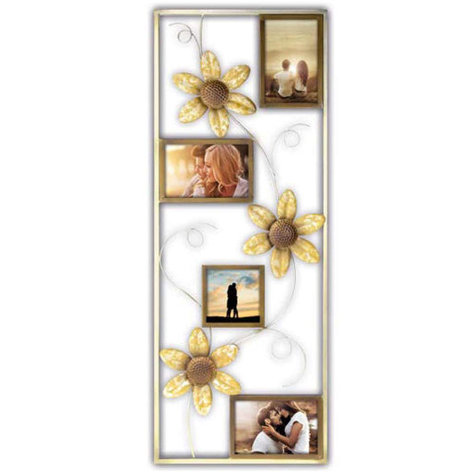 Capri Flower Metal Multi Photo Frame Overall Size 30x12 Inches