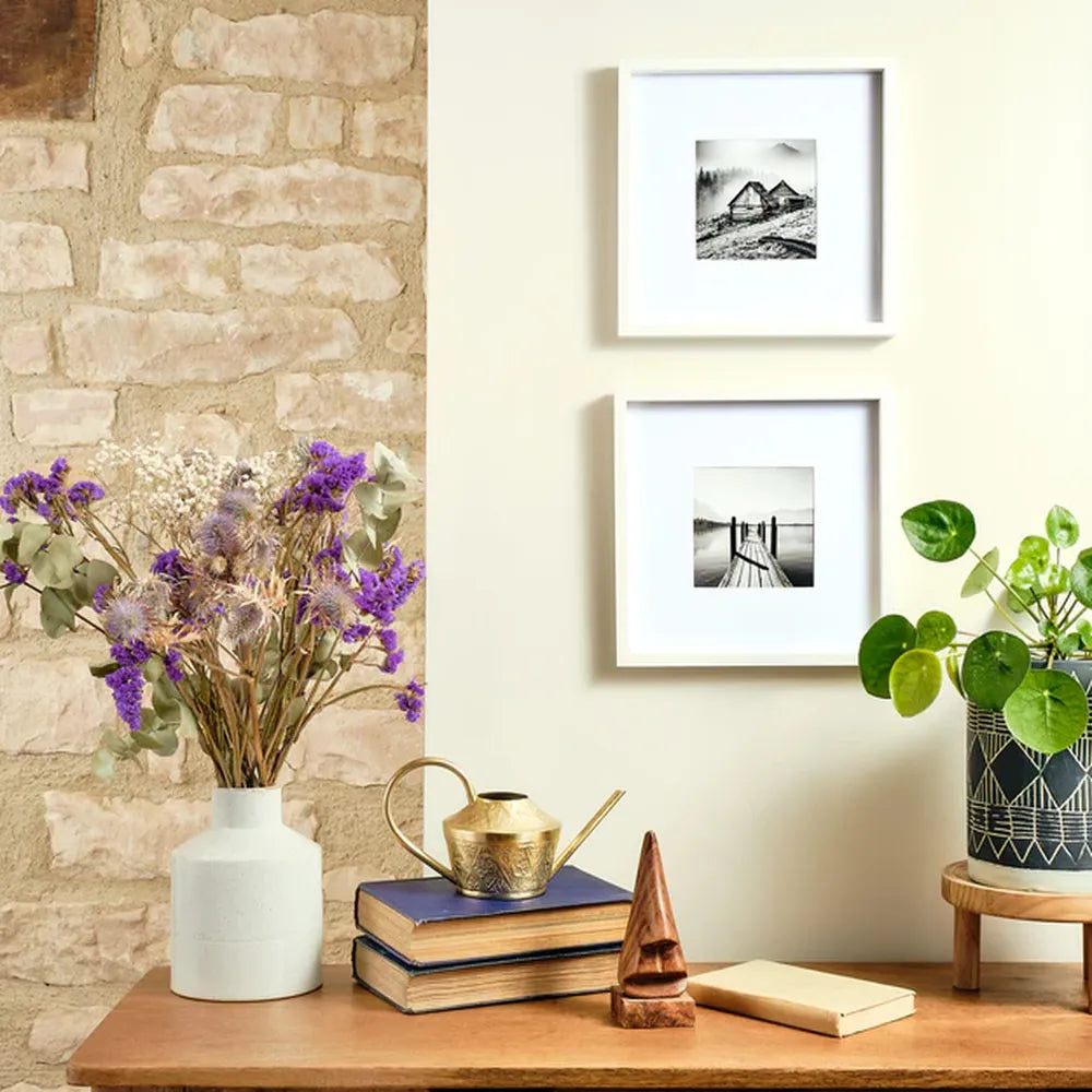 Kenro Strata Photo Frame 10x10 with 5x5 Mat - White
