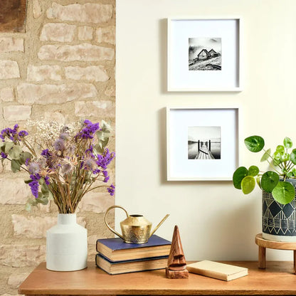 Kenro Strata Photo Frame 10x10 with 5x5 Mat - White