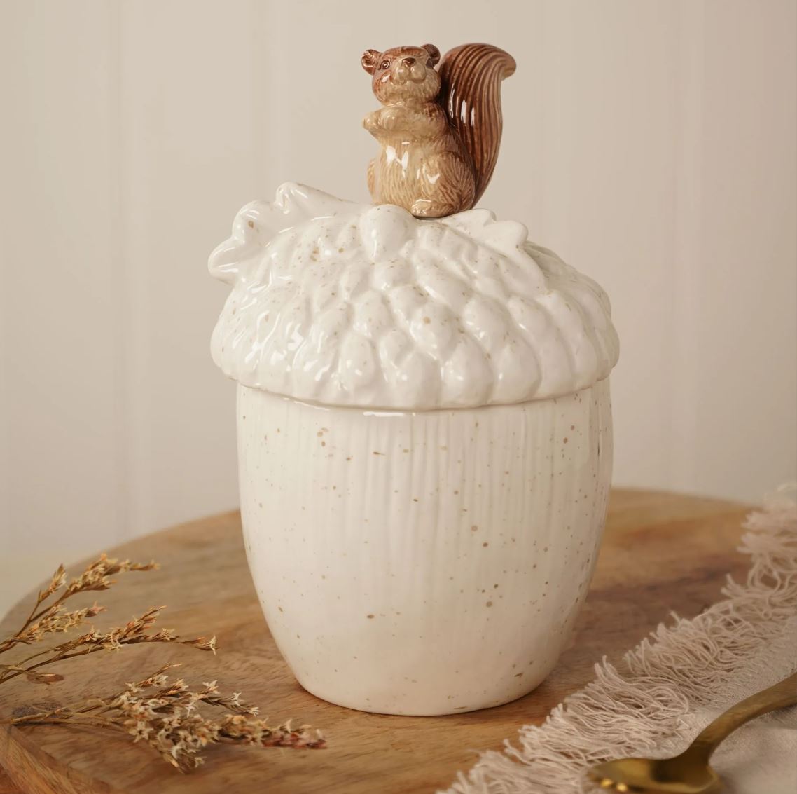 Country Living Squirrel Acorn Storage Jar with squirrel on top