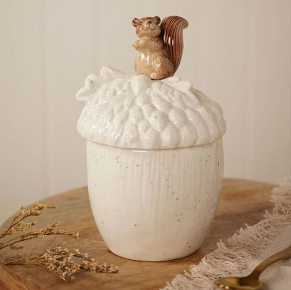 Country Living Squirrel Acorn Storage Jar with squirrel on top