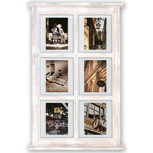 Hampton Window Style Floating White Multi Photo Frame Overall Size 26.5x17 Inches